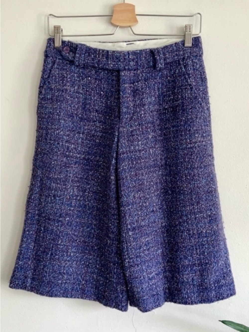 Marc Jacob Vintage Purple Tweed Gauchos Wide Leg Shorts Size 2